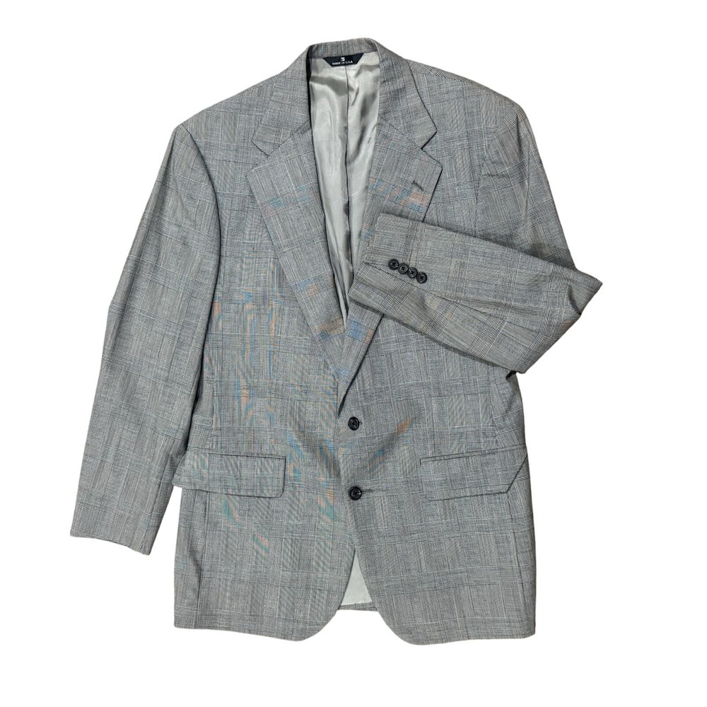 Vintage Polo University Club Ralph Lauren Blazer Mens 42R Black Houndstooth Wool